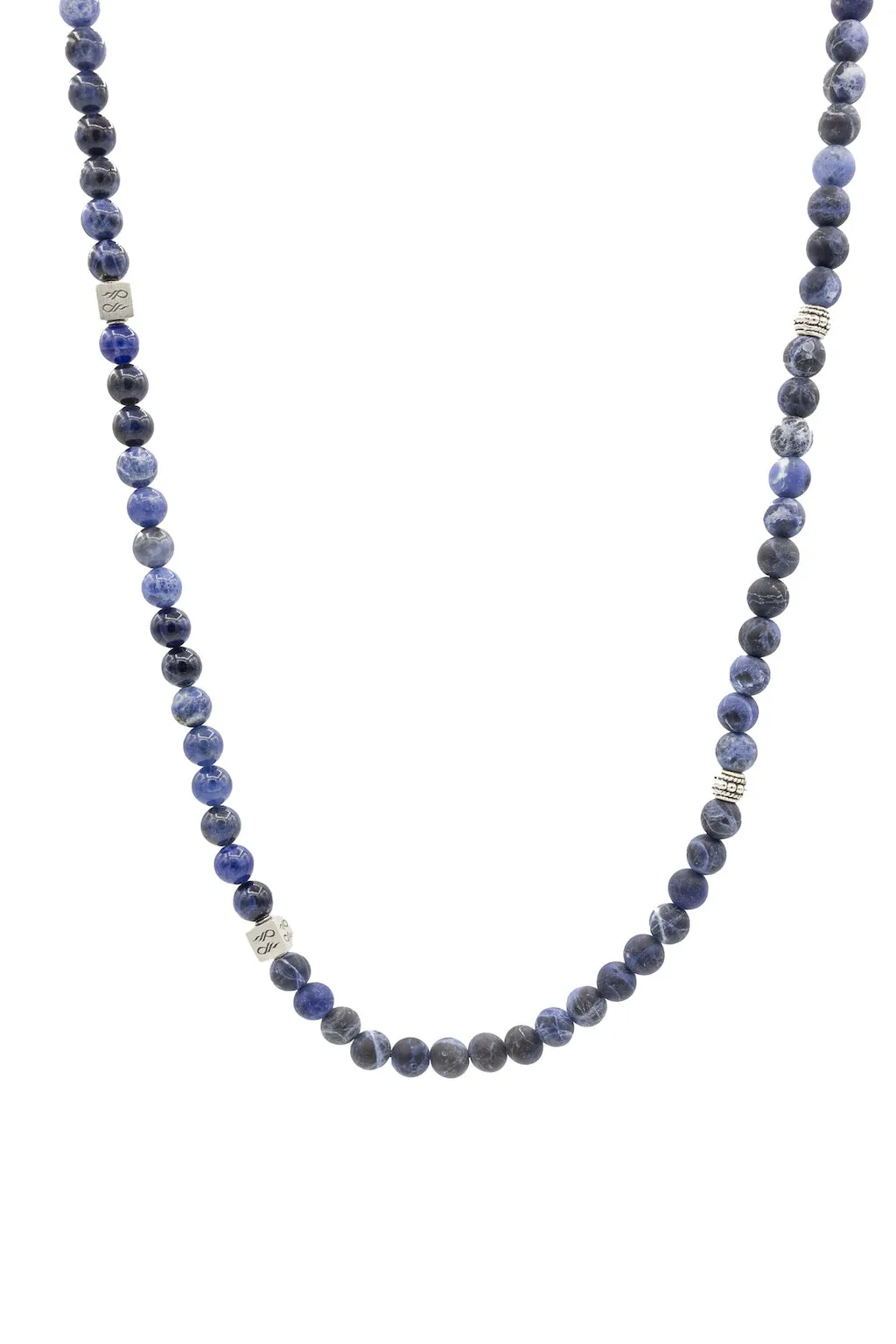 Sterling Silver Sodalite Gloss & Matte Balinese Natural Gemstone Necklace