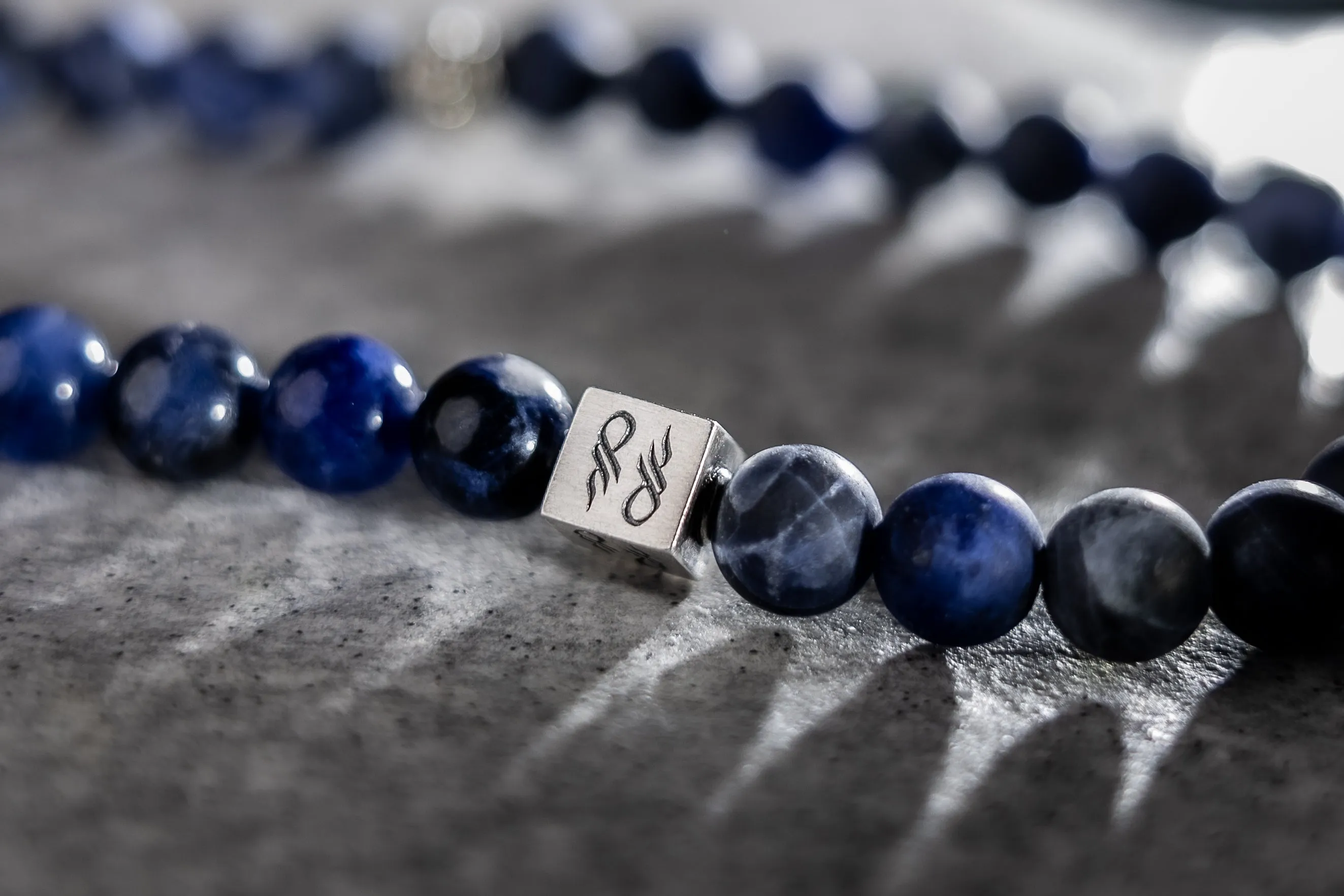 Sterling Silver Sodalite Gloss & Matte Balinese Natural Gemstone Necklace