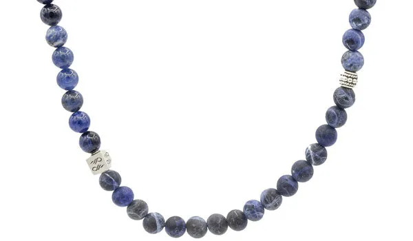 Sterling Silver Sodalite Gloss & Matte Balinese Natural Gemstone Necklace