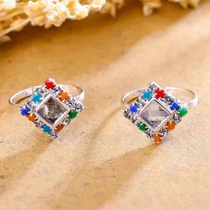 Sukkhi Amazing Silver Rhodium Plated AD Toe Ring for Women