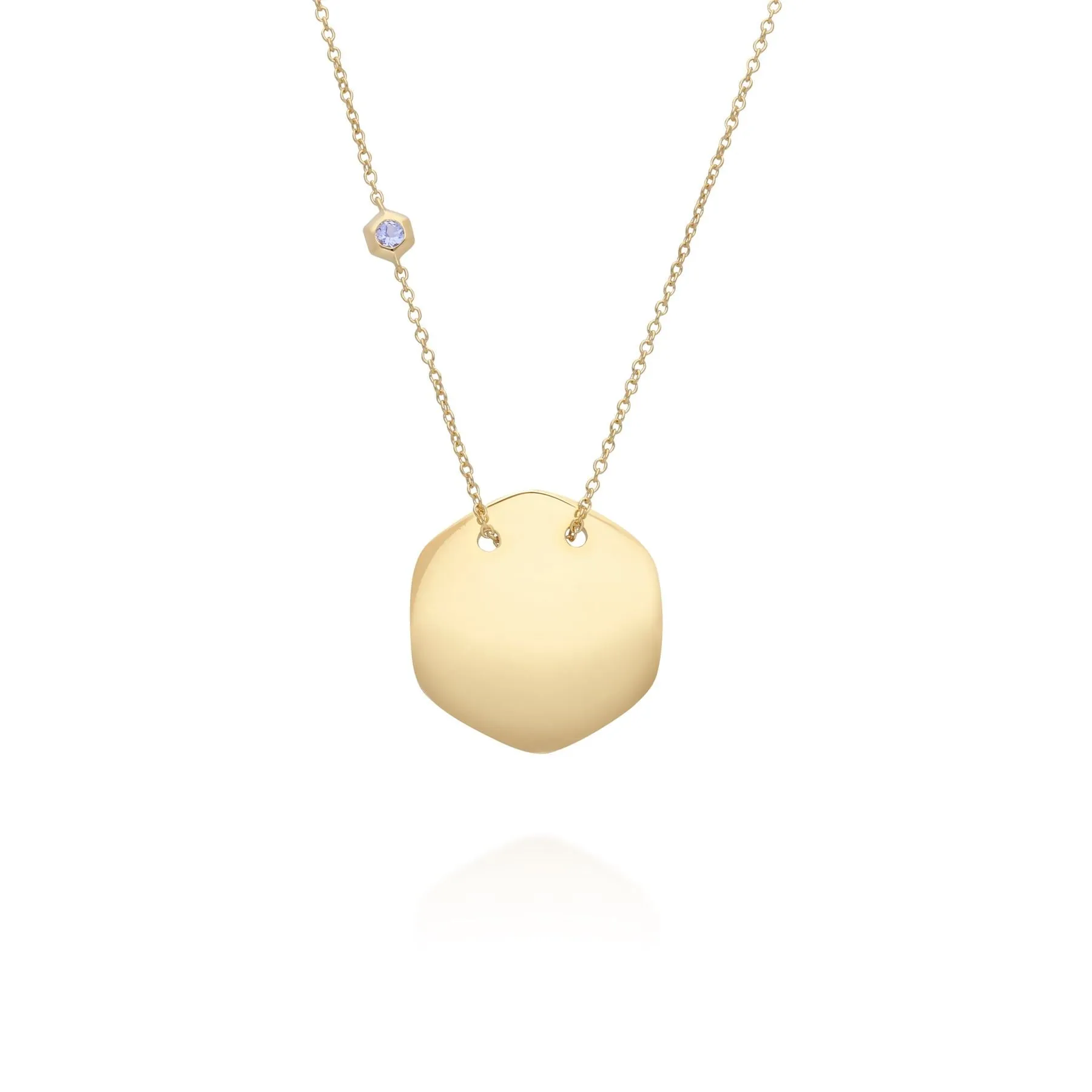 Tansanit Gravur Halskette in Vergoldetem Sterling Sterling Silber