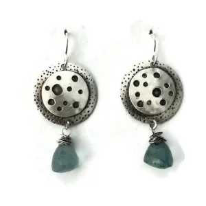 Textured and Stamped Sterling Silver and Gemstone Earrings E275 Fluorite by Joanna Craft Jewelry Design