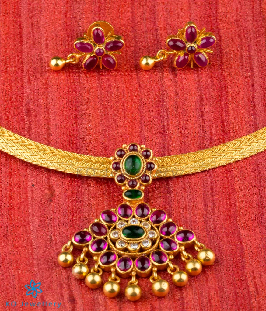 The Advaya Silver Kempu Necklace