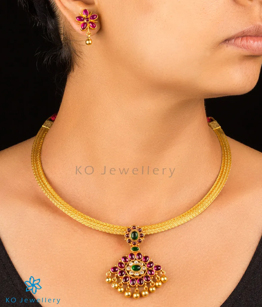 The Advaya Silver Kempu Necklace