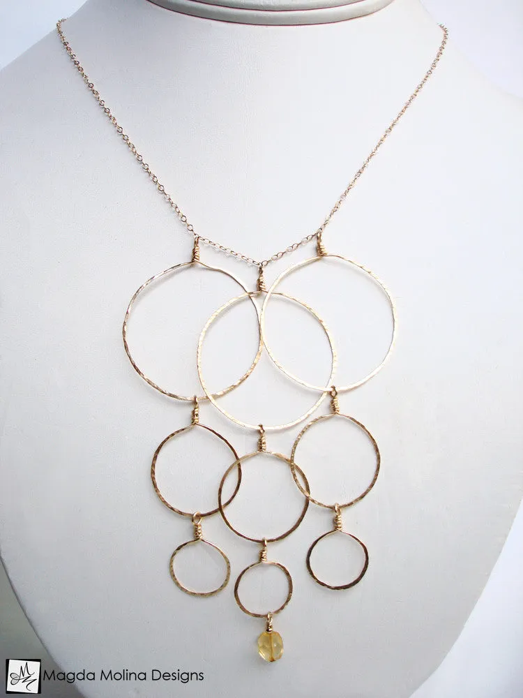 The Elegant Gold Bubbles & Citrine Necklace