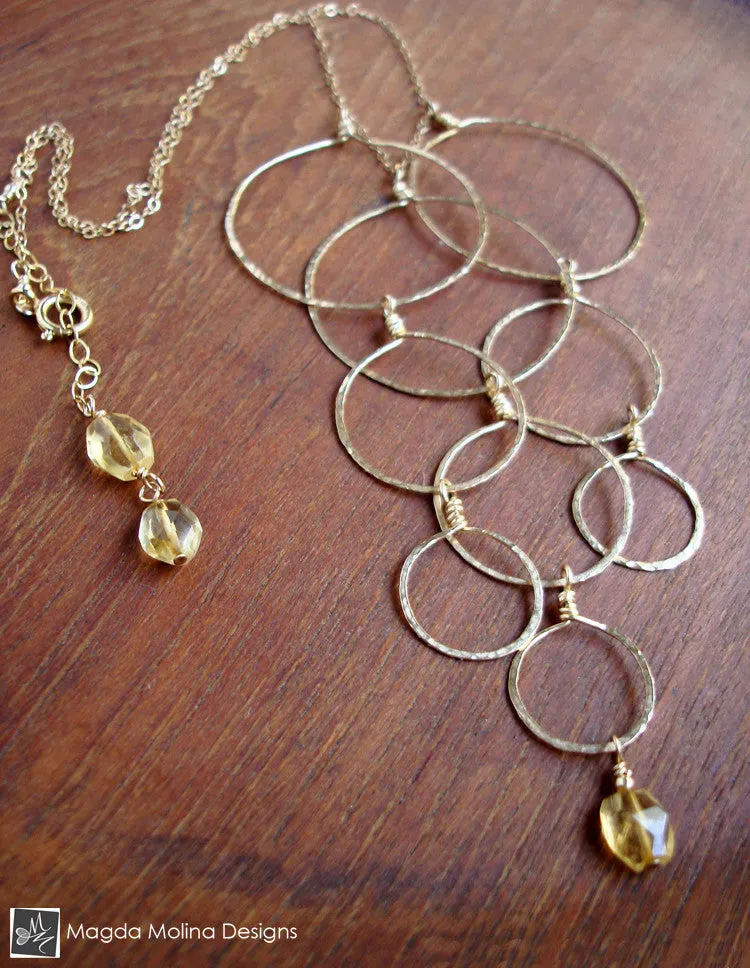 The Elegant Gold Bubbles & Citrine Necklace