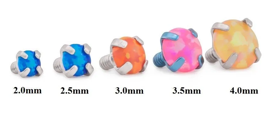 Tilum 18g-16g Internally Threaded Square Prong-Set 3mm Round Opal Top - Price Per 1