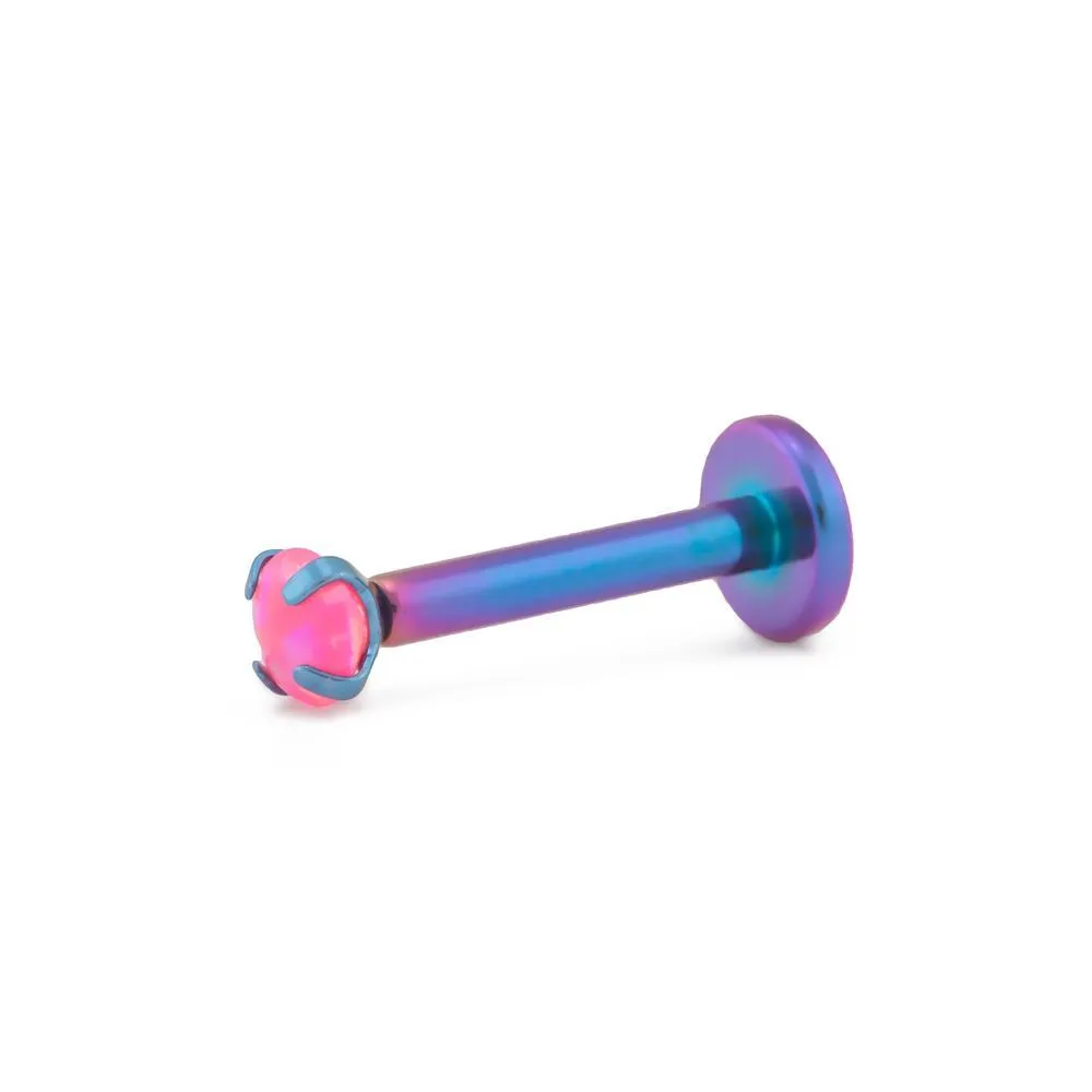 Tilum 18g-16g Internally Threaded Square Prong-Set 3mm Round Opal Top - Price Per 1