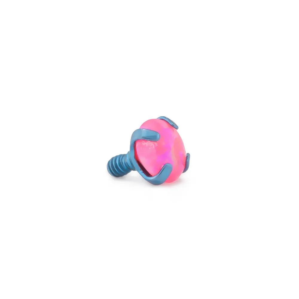 Tilum 18g-16g Internally Threaded Square Prong-Set 3mm Round Opal Top - Price Per 1