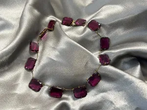 Timeless Beauty- Vintage Czech Violet Clear Stones Necklace