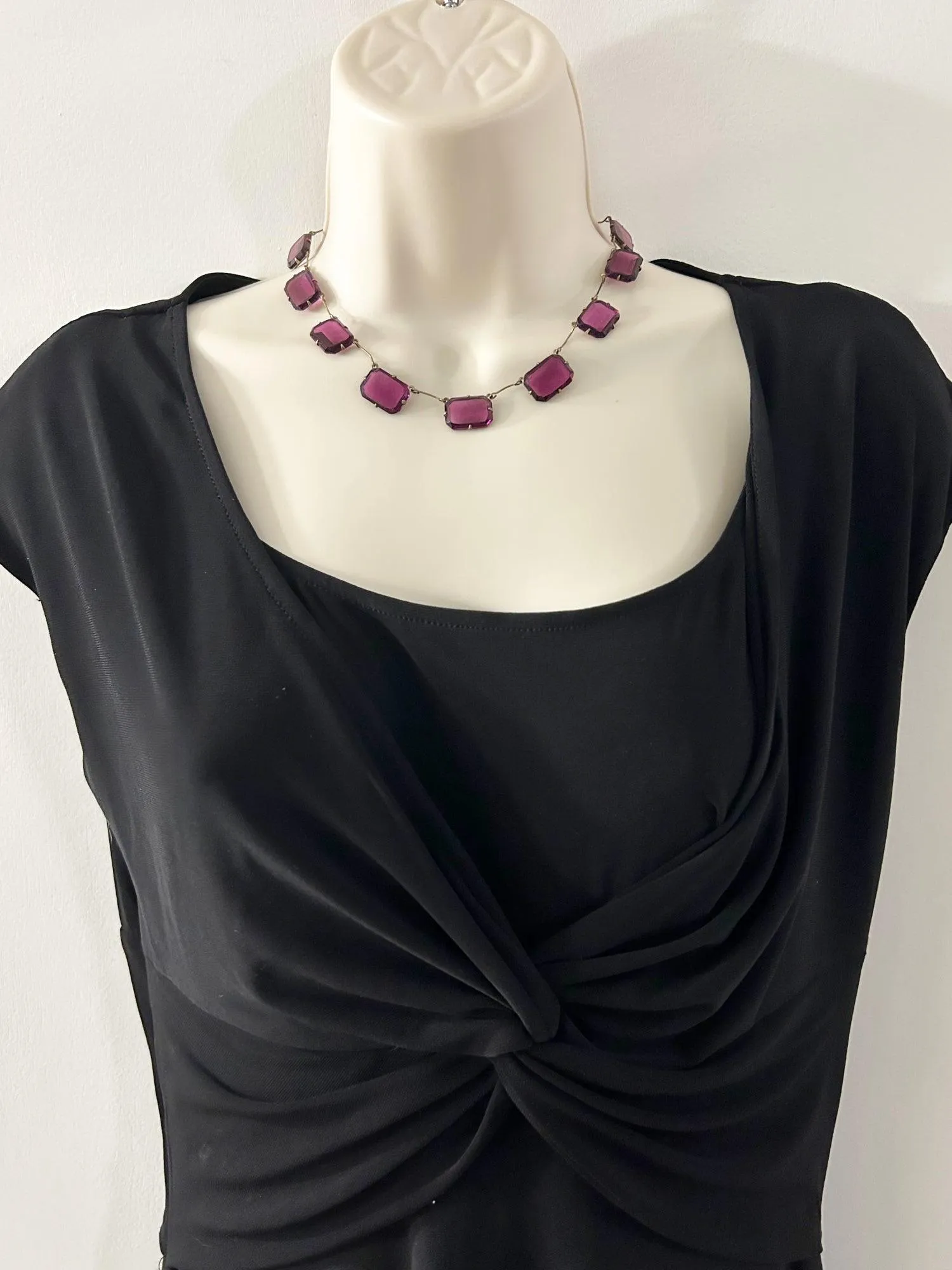 Timeless Beauty- Vintage Czech Violet Clear Stones Necklace