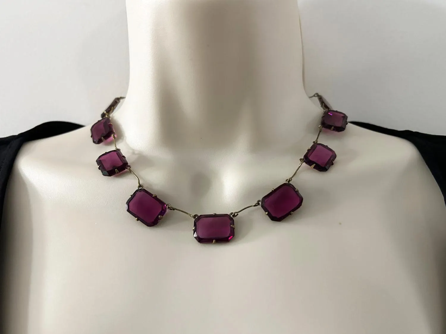 Timeless Beauty- Vintage Czech Violet Clear Stones Necklace