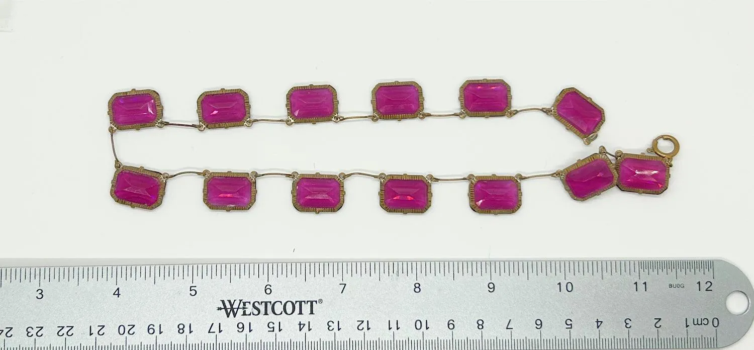 Timeless Beauty- Vintage Czech Violet Clear Stones Necklace
