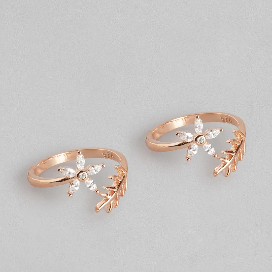 Touch of nature Rose Gold 925 Silver Toe Ring