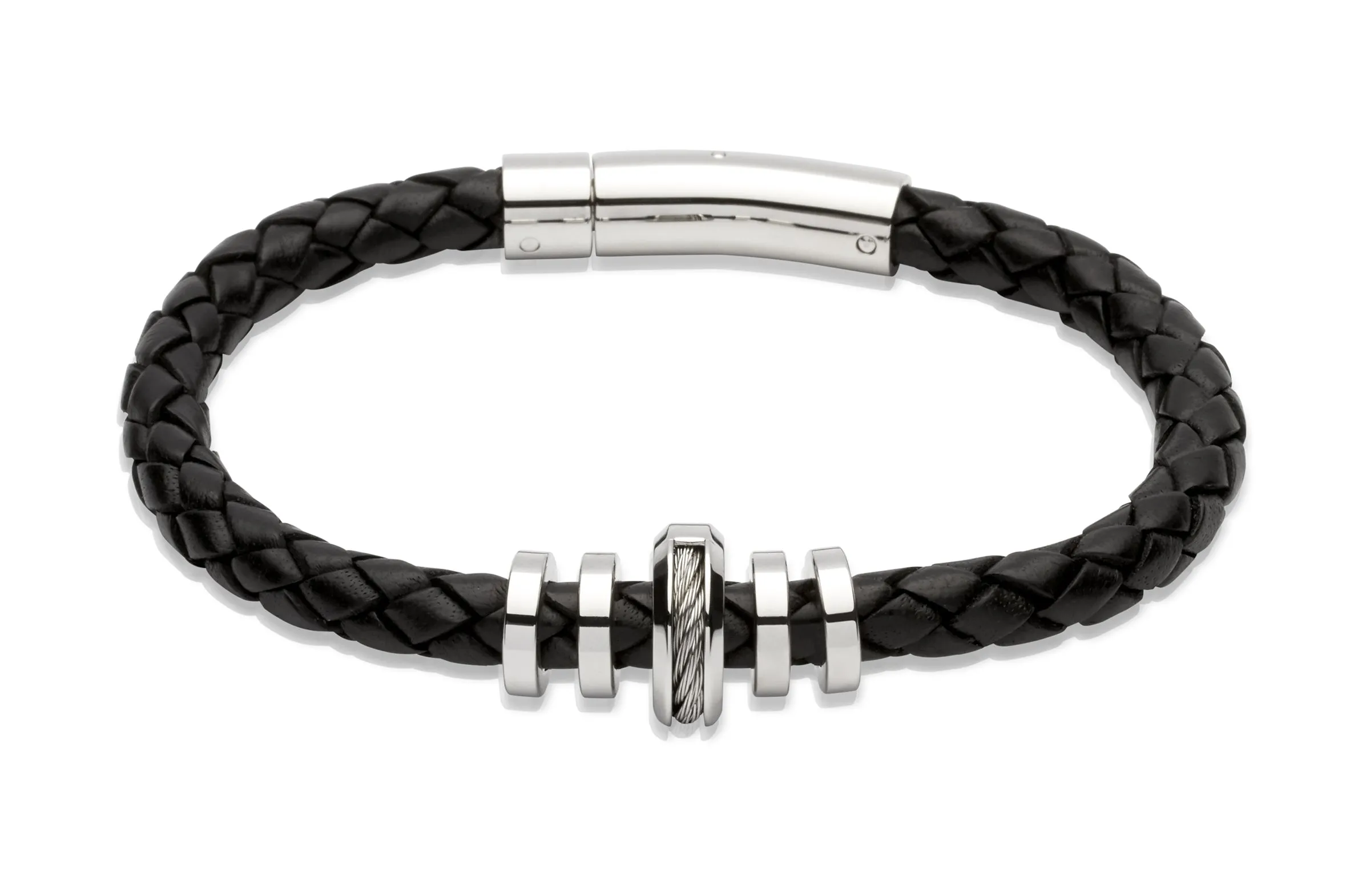 Unique & Co Black Leather Bracelet B244BL