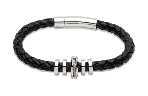 Unique & Co Black Leather Bracelet B244BL