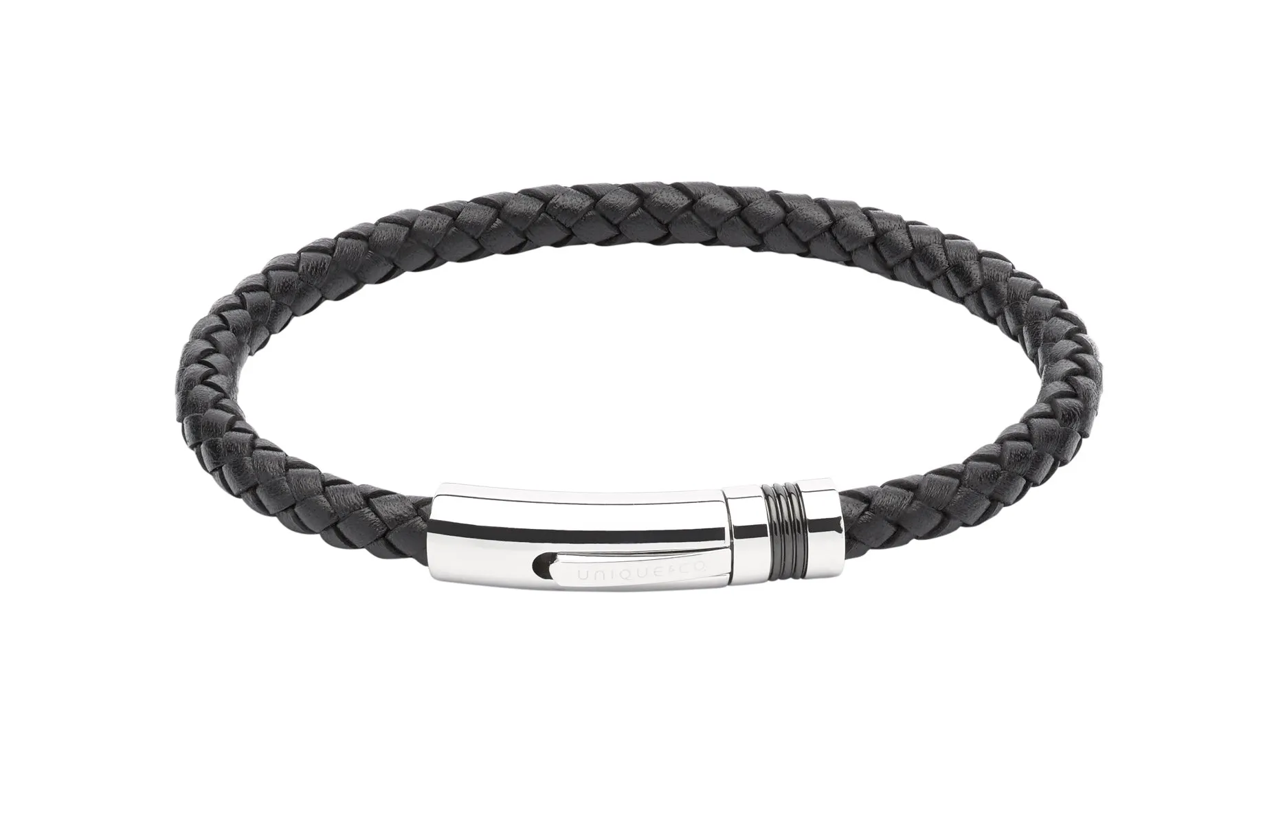 Unique & Co Black Leather Bracelet B345BL