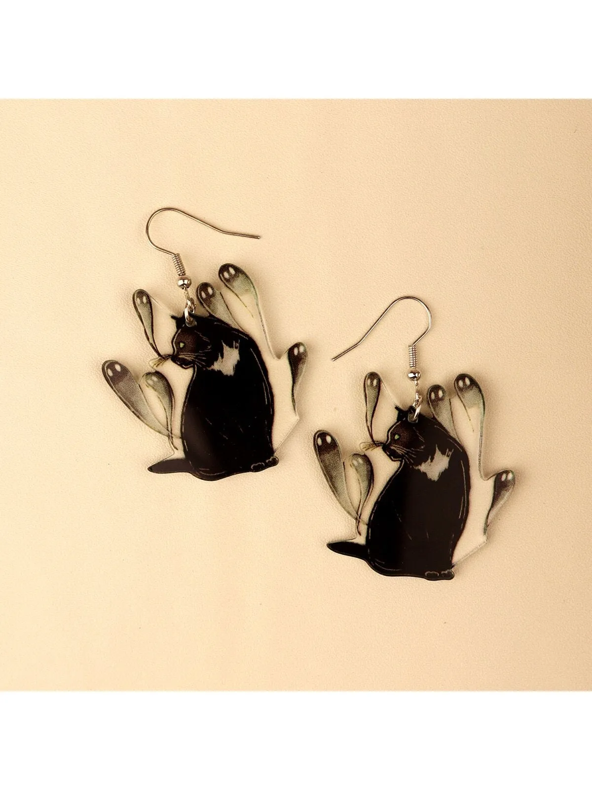 Unique Gothic Design Ghost Kitty Shaped Earring