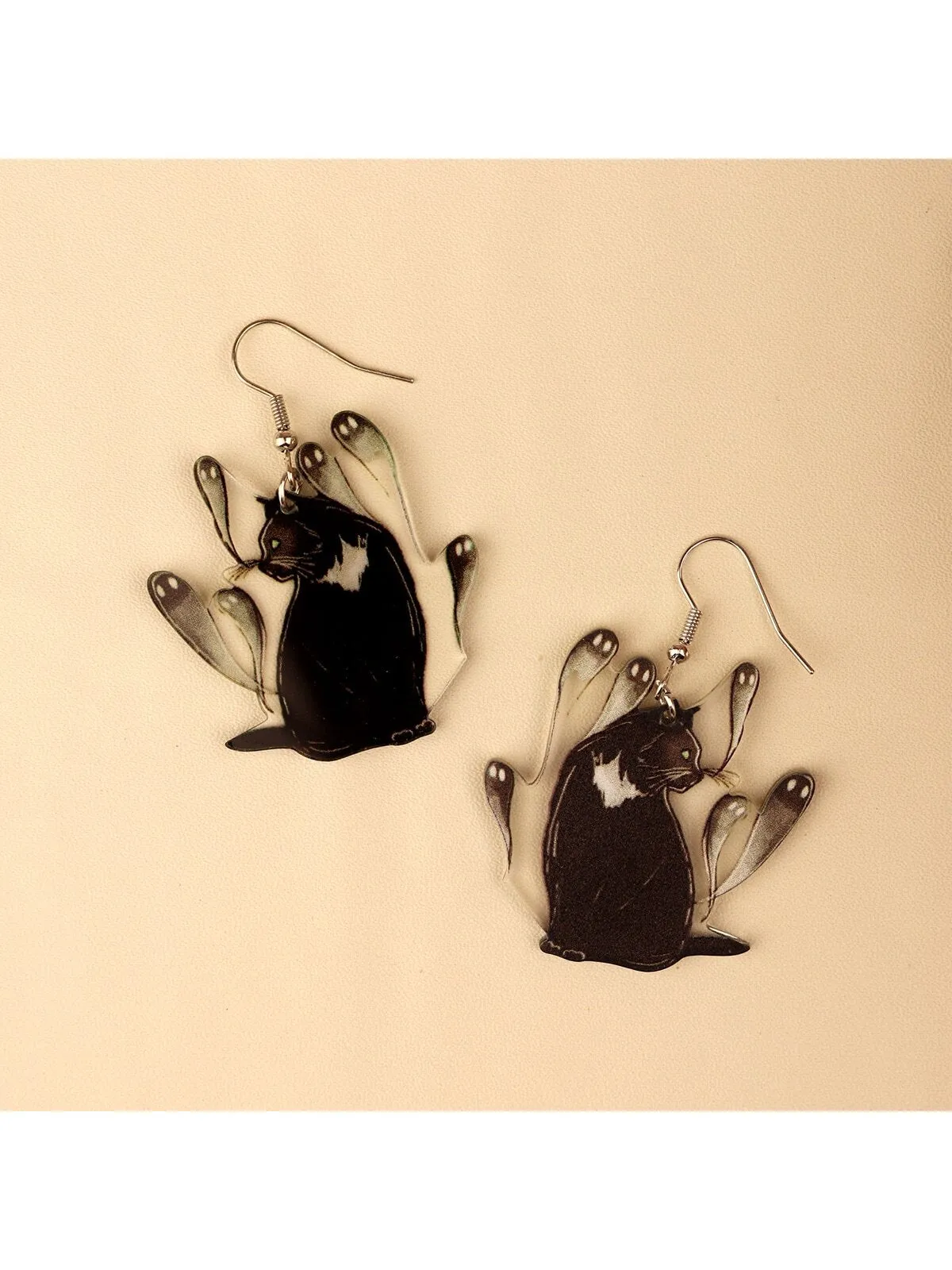 Unique Gothic Design Ghost Kitty Shaped Earring