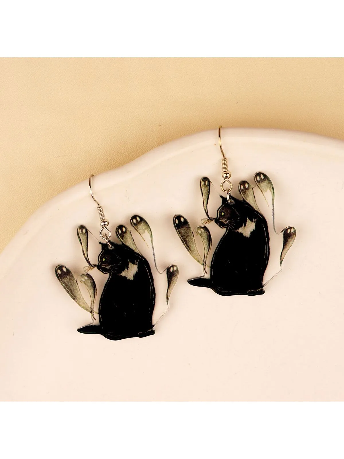 Unique Gothic Design Ghost Kitty Shaped Earring