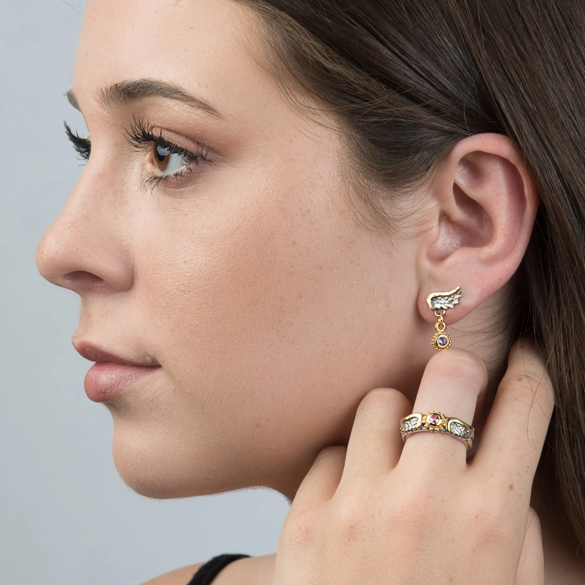Venetian Wing & Gem Drop Earrings