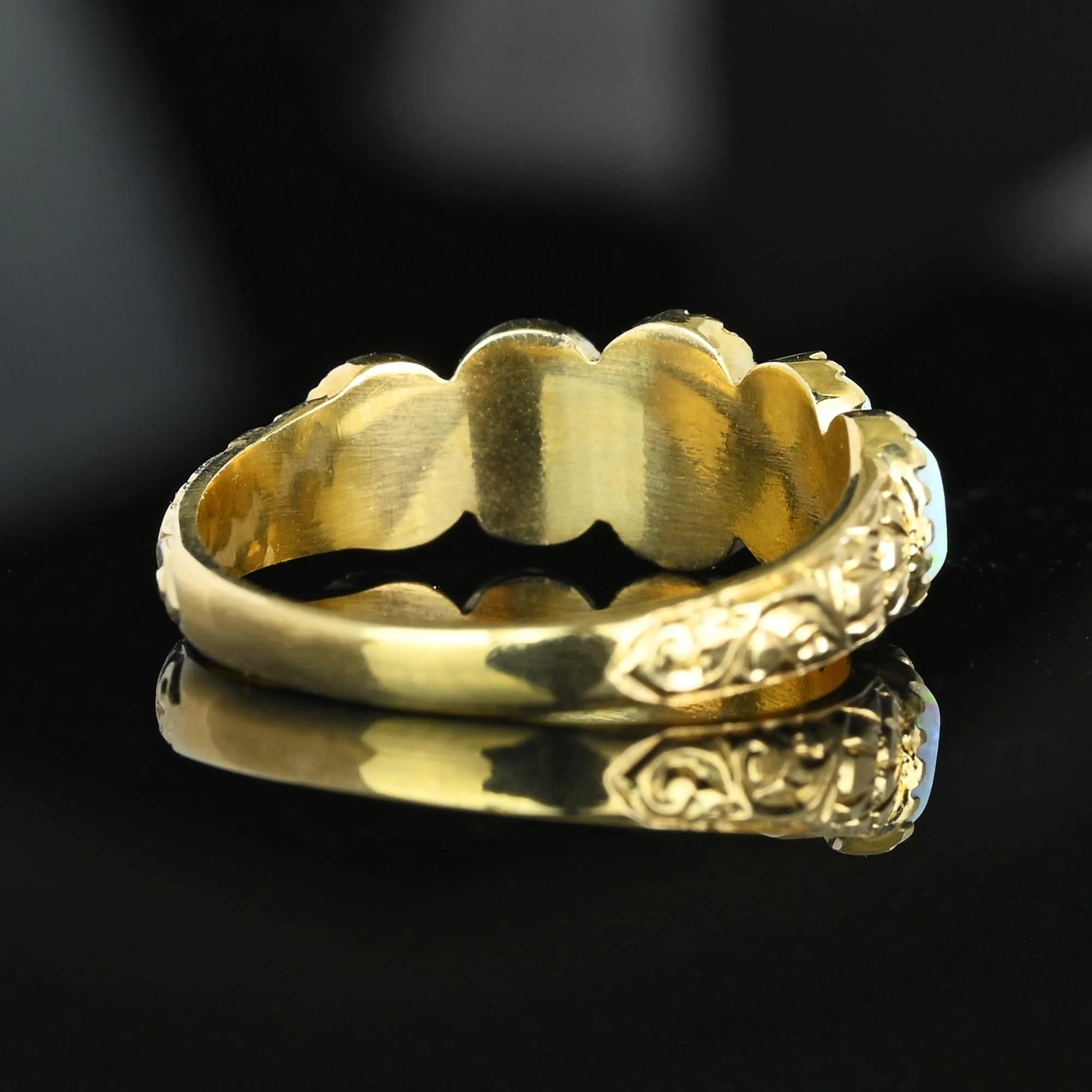 Victorian Style Gold Half Hoop Five Stone Opal Ring