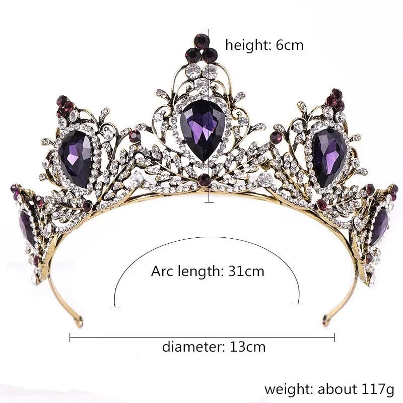 Vintage Baroque  Dark Purple Tiara Crown Goth Evil Queen diadem headdress jewelry
