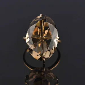 Vintage Smoky Quartz Ring in 14K Gold 10.5 CTW