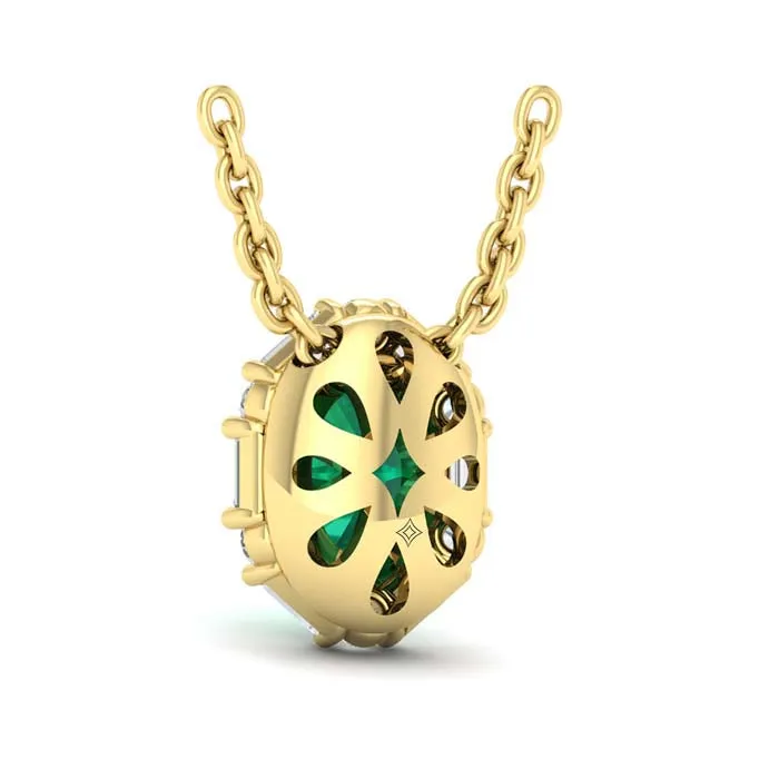 Vlora Adella Emerald and Diamond Pendant Necklace in 14K Yellow Gold