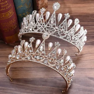 Wedding Bridal Crystal and Pearls Tiara Crowns Princess Queen of Heart