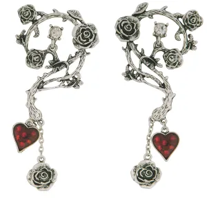 Wicked Gems Bed of Blood Rose Earrings Costume Jewelry Accessory