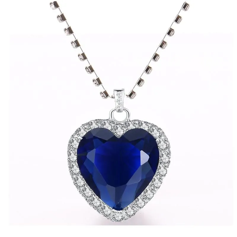 Women Blue Heart Crystal Zircon Jewellery Sets