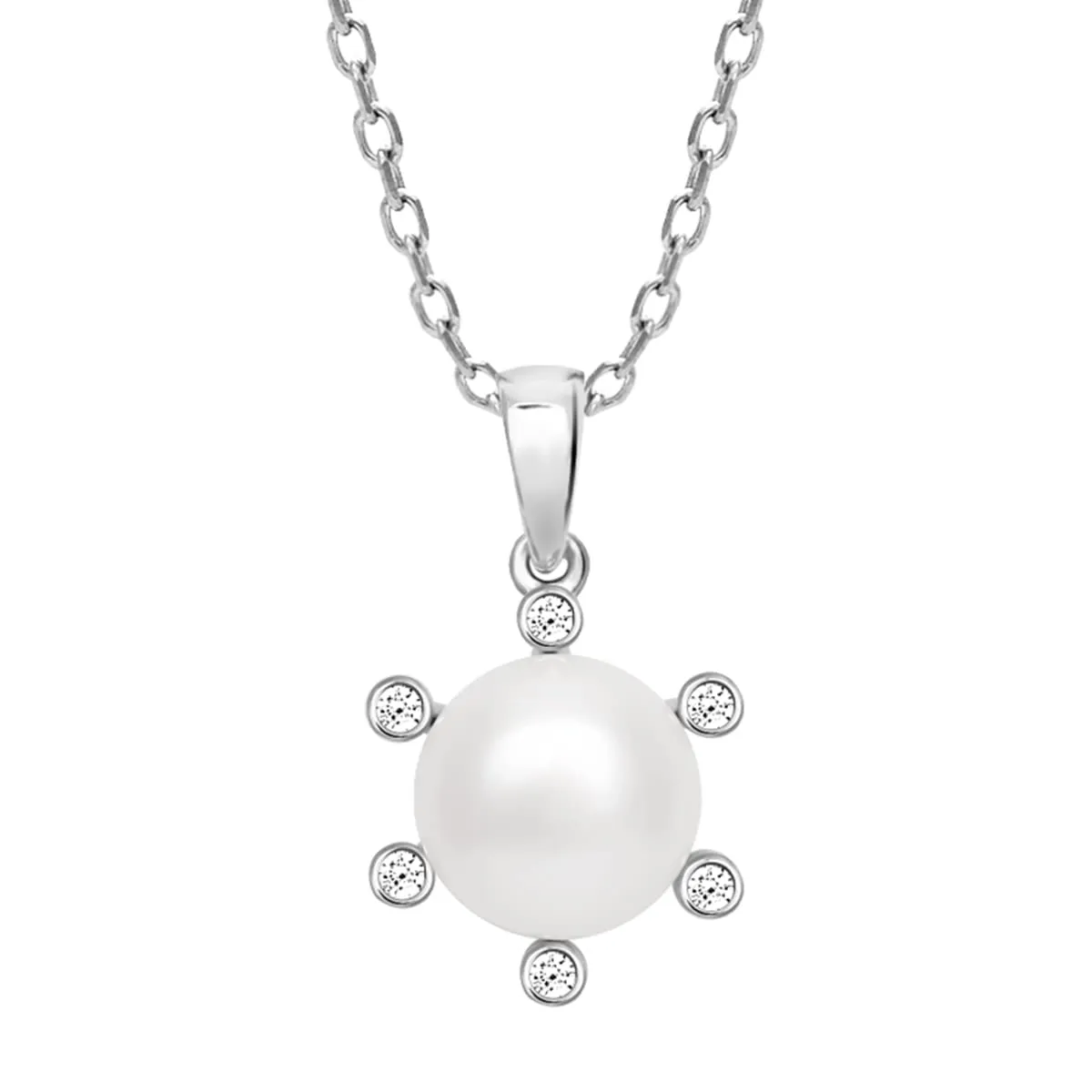 Women’s  Sterling Silver Pearl Pendant Necklace for Girl and Women Silver