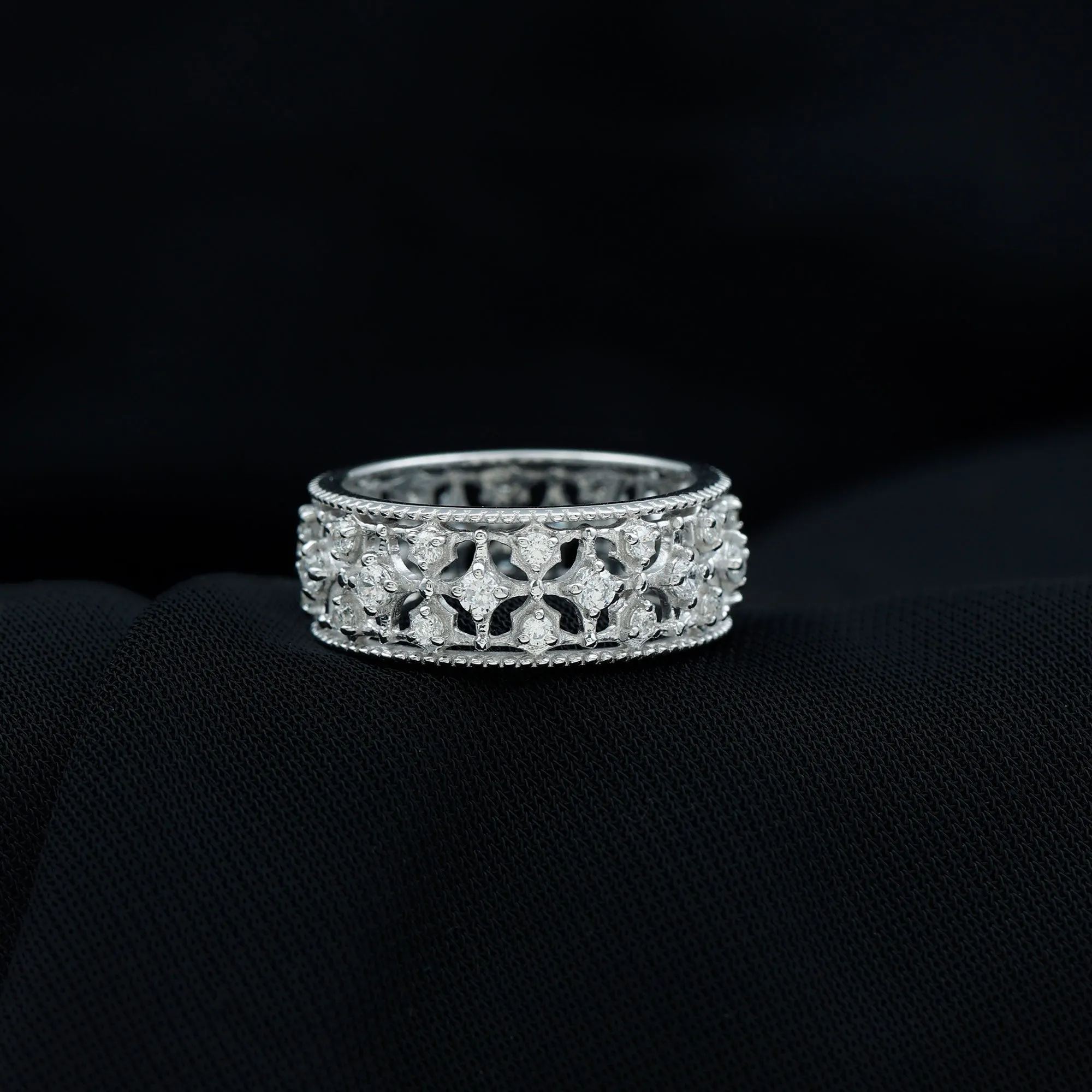 Zircon Designer Cut Out Wedding Band Ring