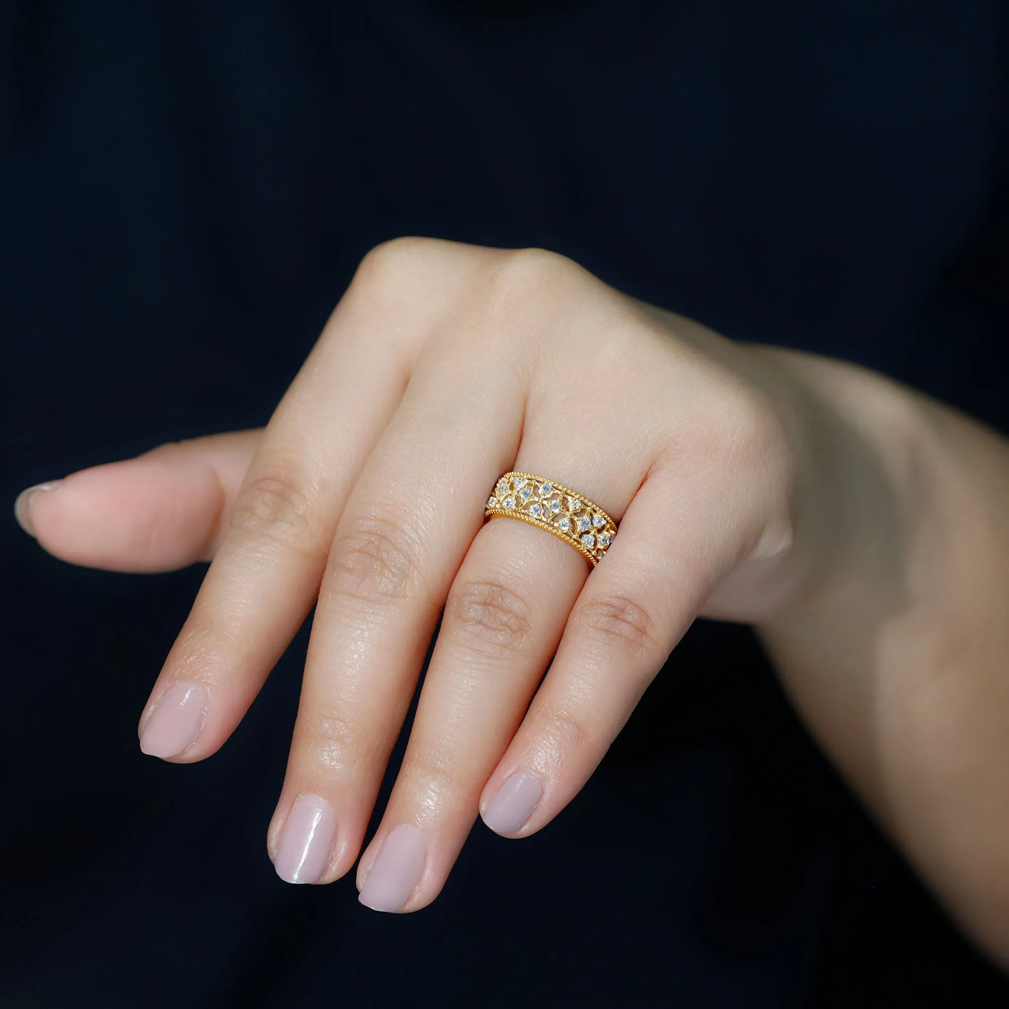 Zircon Designer Cut Out Wedding Band Ring