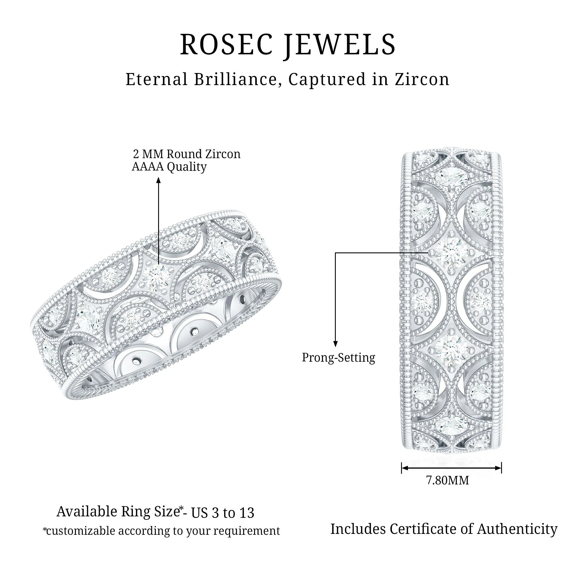 Zircon Designer Cut Out Wedding Band Ring