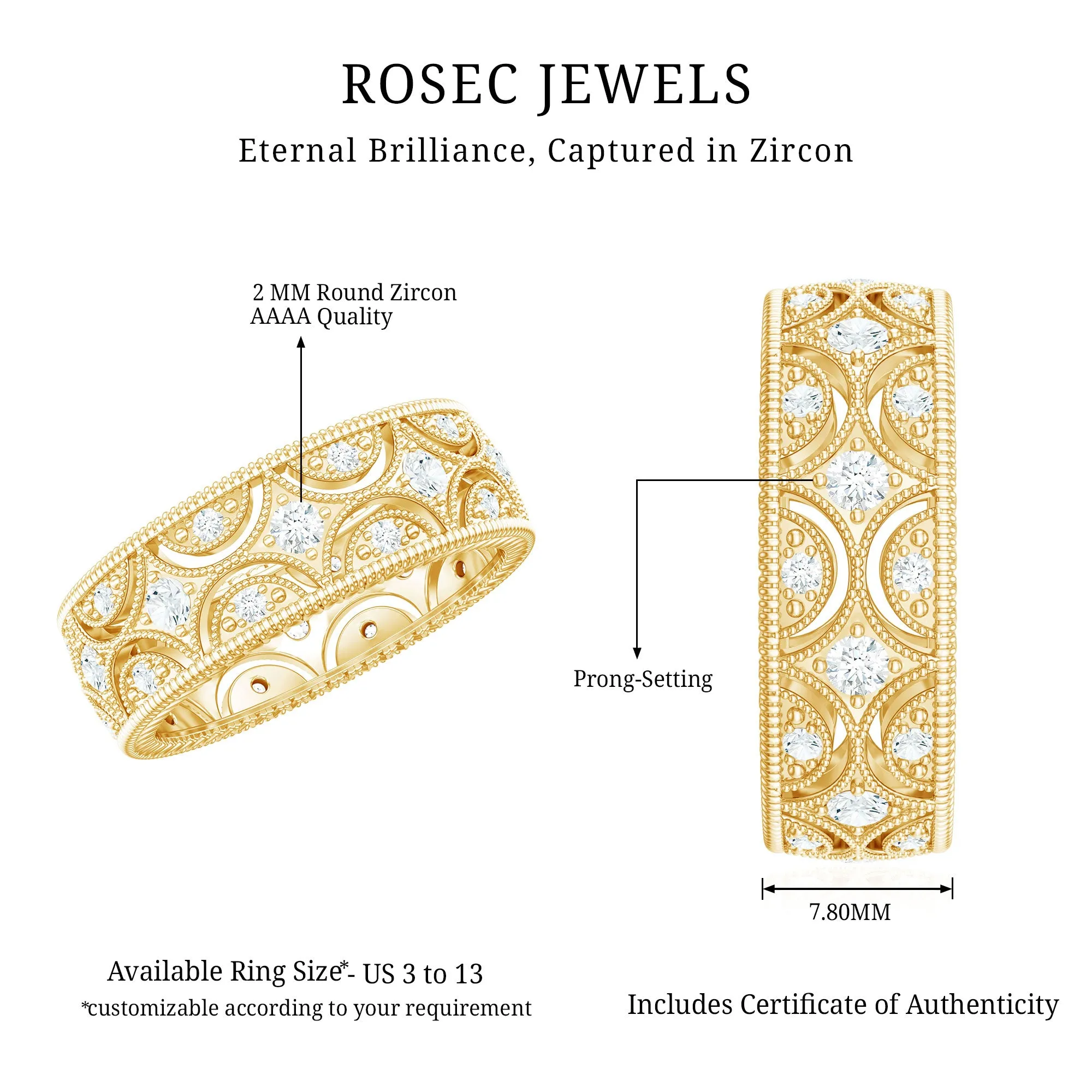 Zircon Designer Cut Out Wedding Band Ring