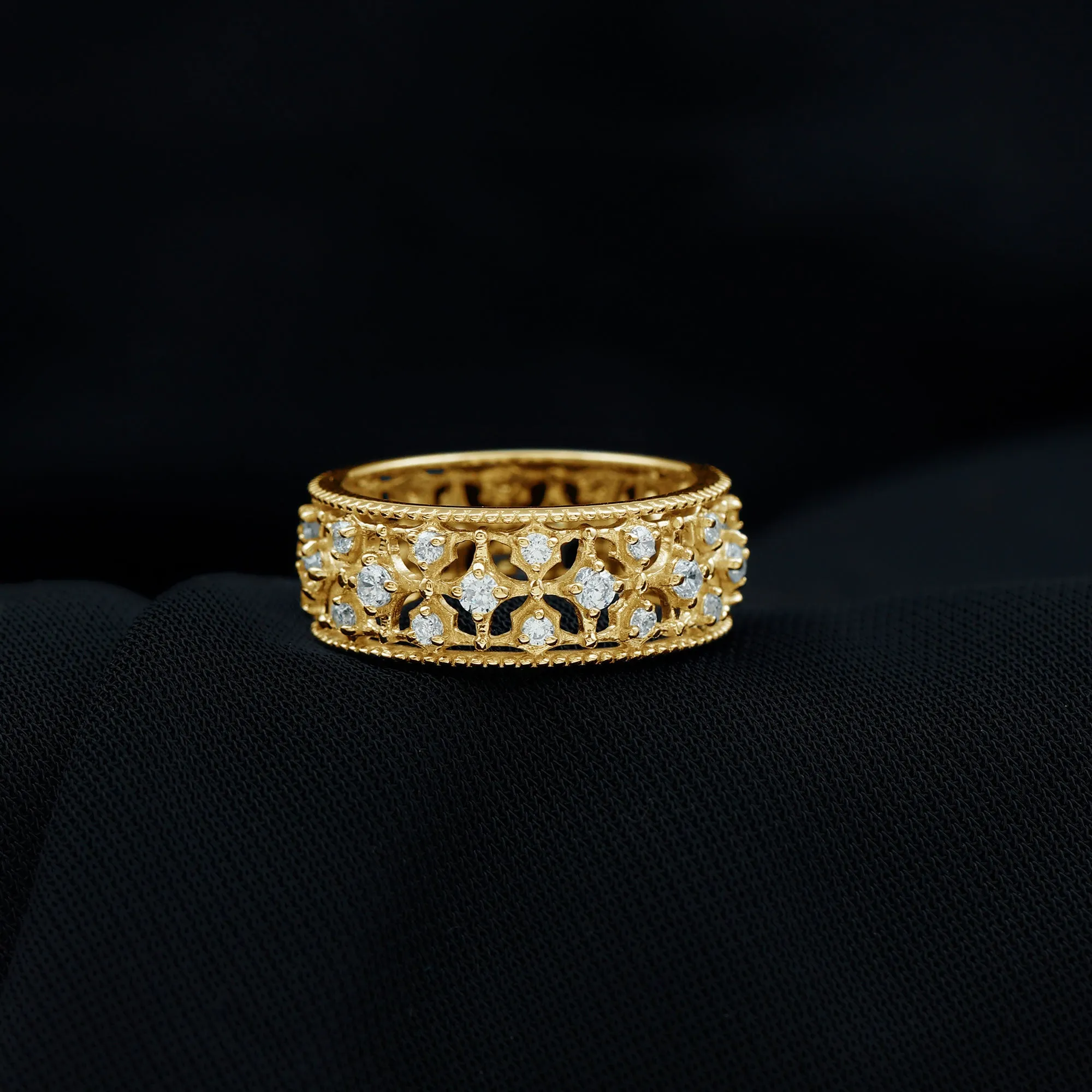 Zircon Designer Cut Out Wedding Band Ring