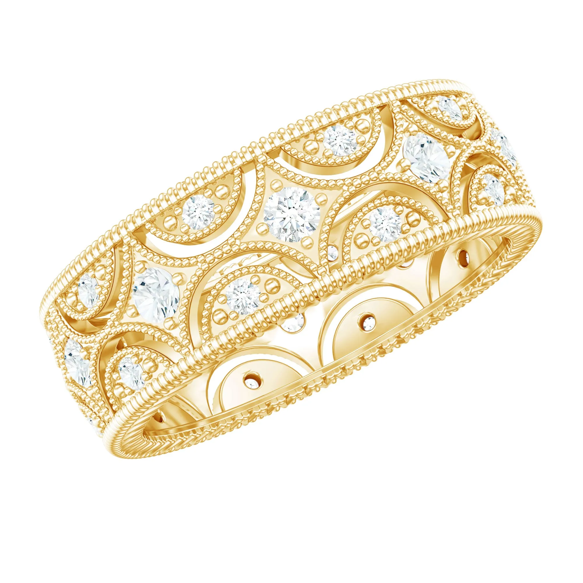 Zircon Designer Cut Out Wedding Band Ring